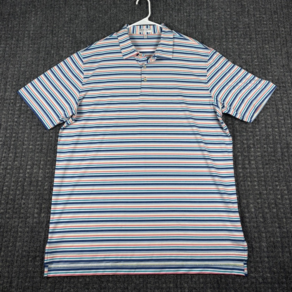 Peter Millar Summer Comfort Polo Shirt Striped Short Sleeve Mens XL Multi Color